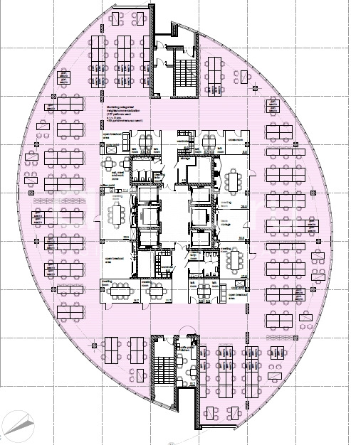 Планировка офиса 1302.5 м², 15 этаж, Бизнес-центр «Кантри Парк», Фаза III