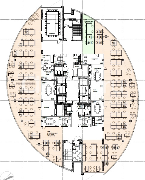 Планировка офиса 1285 м², 13 этаж, Бизнес-центр «Кантри Парк», Фаза III
